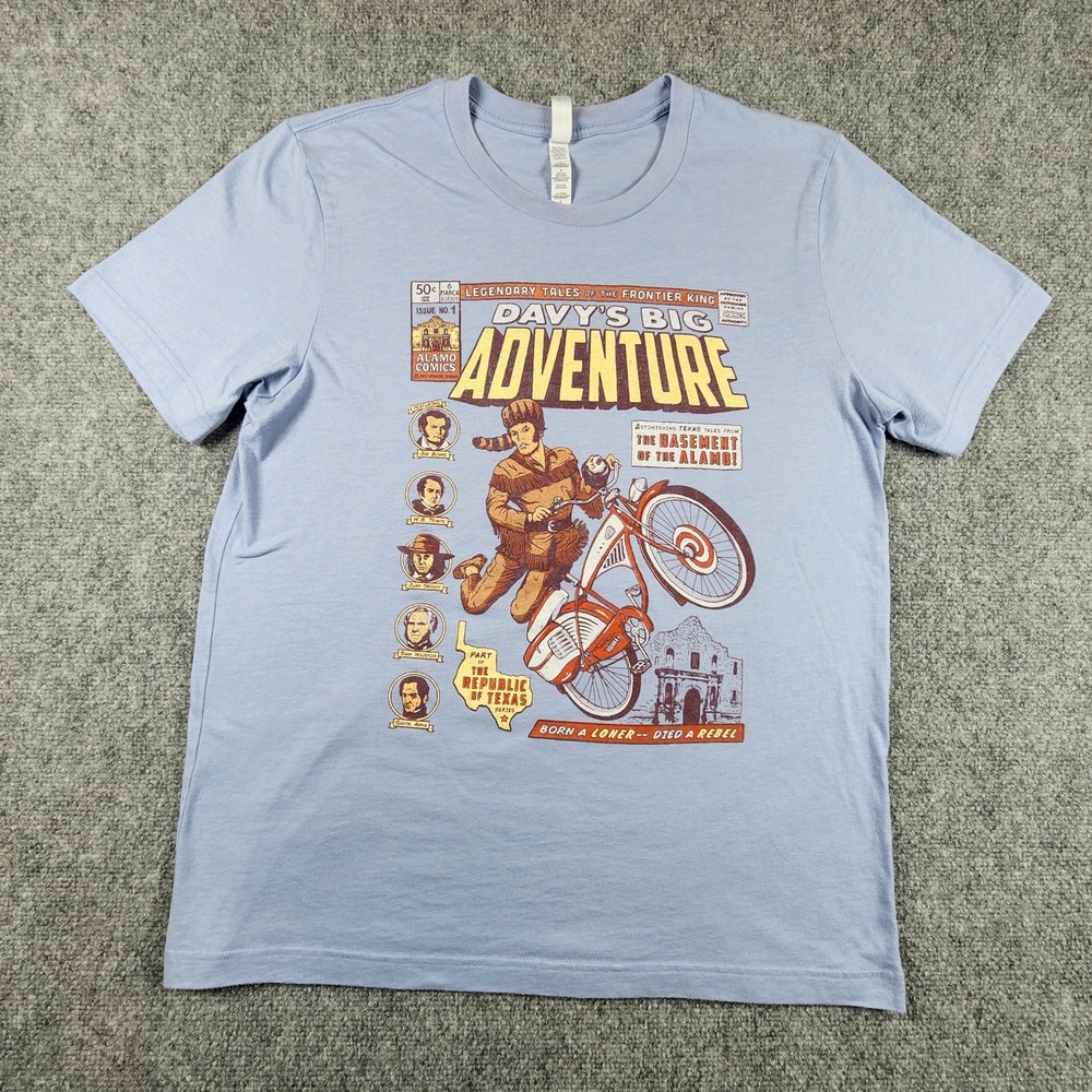 Bella Canvas Davys Big Adventure Texas Graphic Tee Blue Mens Large
